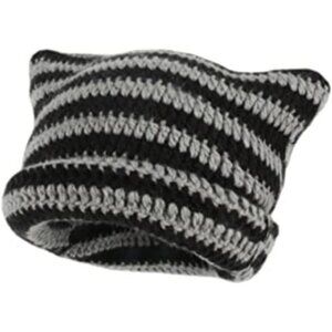 Crochet Hats for Women Cat Beanie Vintage Fox Hat Grunge Slouchy Beanies